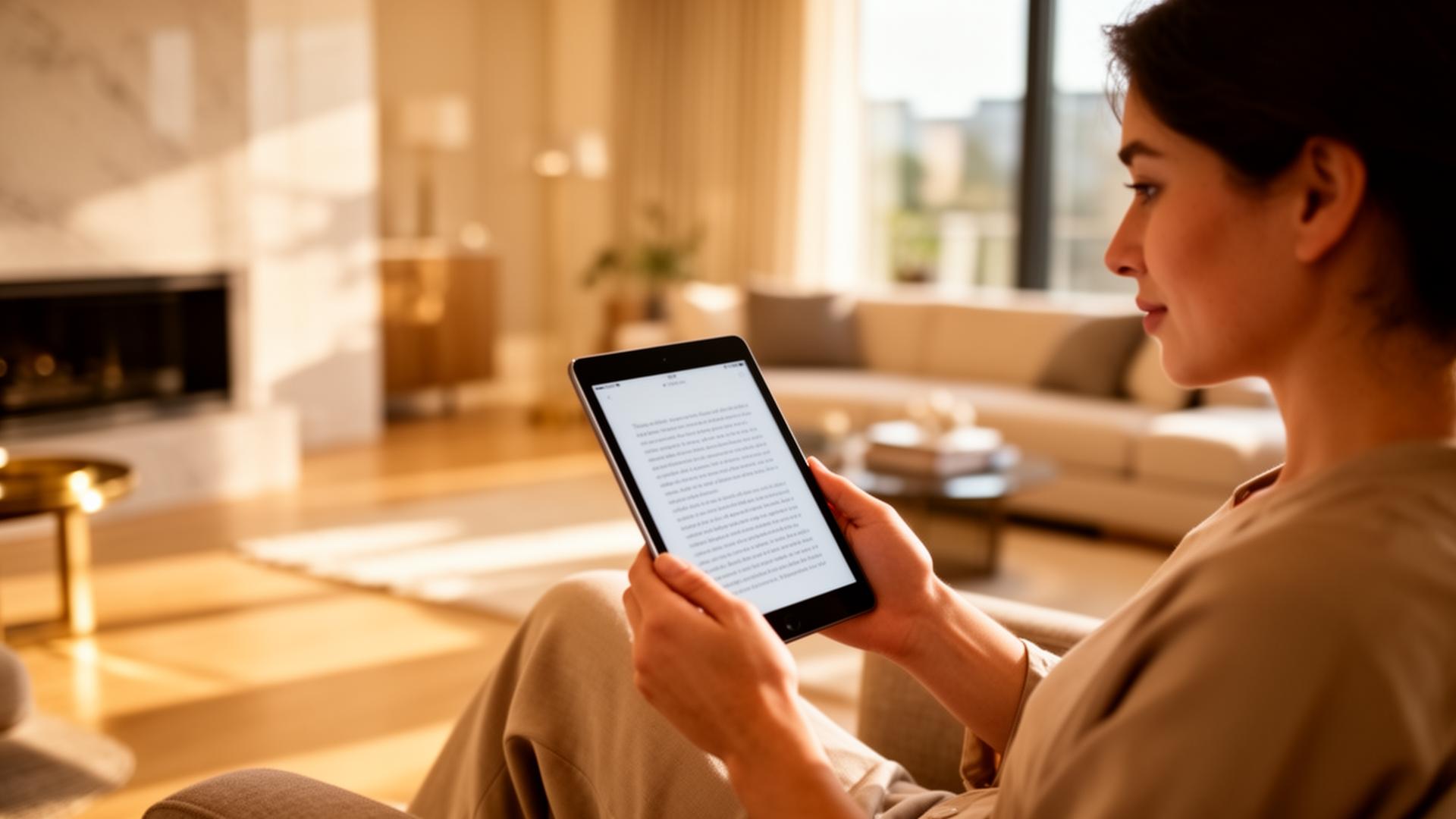Premium audience reading on a tablet